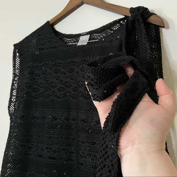 Swim Cover Dress Swimsuit Mesh Cover Open Knit Asymmetrical Lace Size Medium - Picture 3 of 10